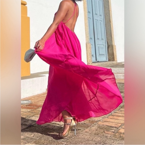 Zara Loose Fit Chiffon Maxi Dress - Picture 2 of 9